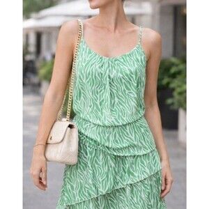 DIANE VON FURSTENBERG DVF X TARGET SHEER TIERED DRESS GREEN AND WHITE Size XL